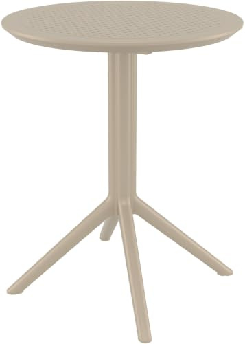 CLP Klapptisch wetterfest Sky, platzsparender Gartentisch rund oder eckig, Balkontisch klappbar aus Kunststoff für Balkon,Terrasse und Garten, Farbe: Taupe, Form: rund
