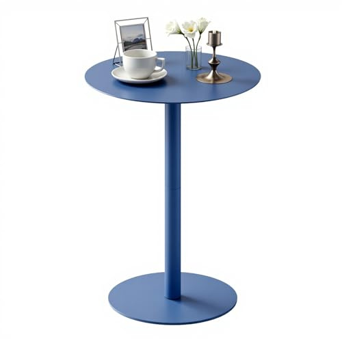 HOMEWINS Runder Beistelltisch in Blau, Hochwertige Metall Matte Textur, Modern Design Couchtisch, Nachttisch, Kaffeetisch, Sofatisch - B40 x H60 cm