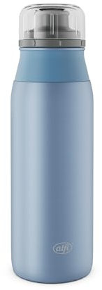 alfi ELEMENT BOTTLE 600ml,blau pastell matt, leichte Trinkflasche aus Edelstahl, absolut dicht mit Drehverschluss, für Kohlensäure, klein, spülmaschinenfest, BPA-frei