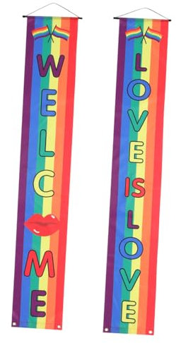 Milisten 1paar Rainbow Couplet Fahne Wetterfeste Deko Für Lgbt-partys Hängende Banner Für Außenbereich Bunte Atmosphäre Für Feierlichkeiten Und Pride Events Robuste Wiederverwendbare