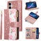 UEEBAI Wallet Case for iPhone 16 6.1, Glitter PU Leather Magnetic Closure Handbag Zipper Pocket Case Kickstand Card Holder Slots with Wrist Strap TPU Shockproof Flip Cover - Bling Rose Gold