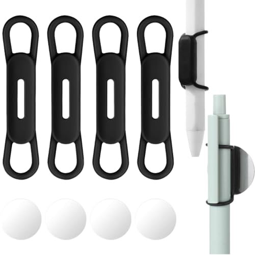 banjiabb 4 Stück Stifthalter Magnetisch,Magnetischer Stiftehalter,Stiftehalter Magnetisch,Stifthalter Selbstklebend,Stiftschlaufe Selbstklebend,für Schreibtisch, Whiteboards, Büro-Schreibtischzubehör