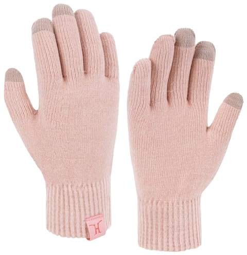 Bequemer Laden Winter Warm Damen Handschuhe Chenille Touchscreen Winterhandschuhe Strickhandschuhe mit Elastisch Manschette Frauen Geschenk, Rosa