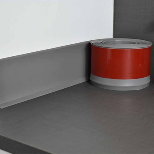 Plinthe en PVC Souple, 4 Mètres de Long, 8 cm de Large, Murale et Imperméable (Gris)