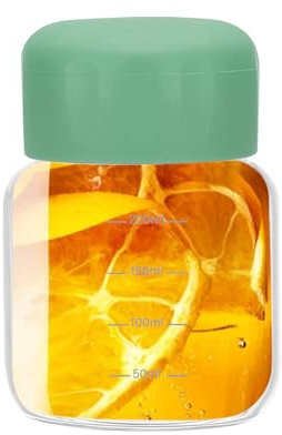 PATIKIL Pequeñas Botellas de Cristal para Jugo con Tapas, 10 Onzas (300ml) Botella de Agua de Cristal a Prueba de Fugas Botellas Lindas para Beber para Jugos, Verde