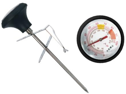 Garneck Termometro Digitale in Acciaio Inossidabile Con Sensore Lungo Per Uso Domestico Misura Temperatura Alimenti Acqua Clip Copertura Silicone Argento Non Richiede Batterie