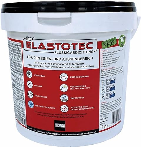 ELASTOTEC 10kg – 460025 – ist ein Mehrzweck-Abdichtungsprodukt formuliert mit ausgewählten Elastomerharzen und speziellen Additiven. (schwarz, 10 Kg)