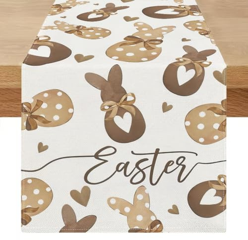 Hasen Ostern Tischläufer 40x140 cm Tischläufer Frühling Modern Ostern Tischdeko Saisonnal Frühling Küche Esstisch Dekoration für Küche Vintage Bauernhaus Drinnen Tabletop Party Dekor