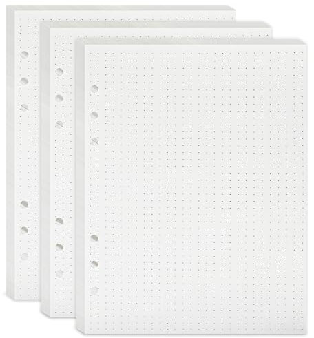 135 Feuilles A5 Recharge Papier en Pointillé - Inserts de Planificateur de Classeur à 6 Anneaux -Pointillés Épais Idéal Pour Carnets de Notes, Journaux, Planners, Agenda, Dessins, et Bullet Journaling