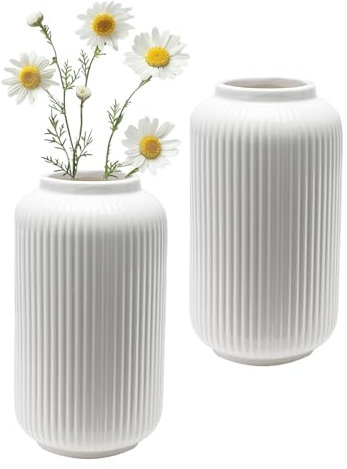 Vaso in ceramica bianco, vasi decorativi per erba della pampa, decorazione minimalista moderna, decorazione per la casa, neutro, boho, nordico, per tovaglia con erba della pampa, decorazione per