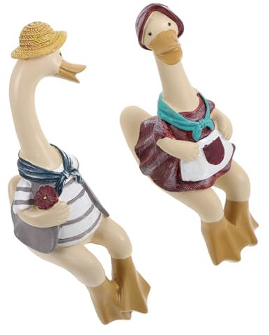 Yardwe Figuren Aus Harz Tiermodelle Als Paarskulpturen Schreibtischschmuck Für Heimbüro-Ornament Klassisches Entenpaar-Design rutschfeste Standfläche