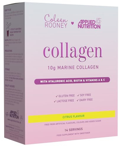 Applied Nutrition - Coleen Rooney - Marine Collagen - Anti-Aging Formula - Best Skin Rejuvenation - Best Joint Support - Radiant Complexion - (14 Sachets - 12.5g Each) (Citrus)