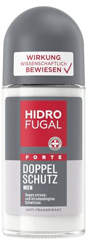Hidrofugal MEN FORTE DOPPEL SCHUTZ Roll-on, Deo Roller mit starkem Antitranspirant Schutz gegen stress- und hitzebedingtes Schwitzen, Deodorant ohne Ethylalkohol (50 ml)