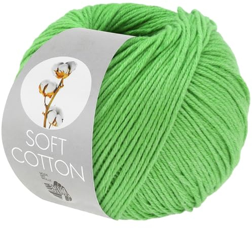 LANA GROSSA Soft Cotton | Weiches Baumwollgarn mit modernem Mikrofaseranteil | Handstrickgarn aus 70% Baumwolle & 30% Polyacryl | 50g Wolle zum Stricken & Häkeln | 140m Garn FB 58