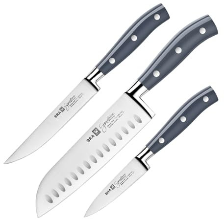 Juego de Cuchillos Profesionales BRA Signature en Acero Aleman Molibdeno Vanadio (3X Santoku)