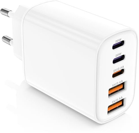 Rapida Chargeur USB C, Multiple 5 Port Prise USBC Chargeur Rapide iPhone, Multi Secteur USB A&Type C Adaptateur pour Orginal Apple iPhone 16 15 14 13 12 11 Pad Pro Max X XS XR 8 7 6S Plus Mini SE