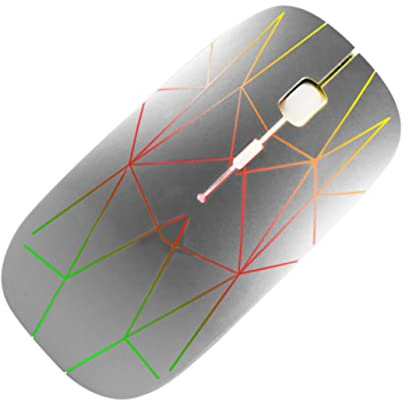 POPETPOP Souris USB Type Rvb Ajustable pour PC Et Ordinateur Portable Design Ergonomique pour Travail Gaming Argentée