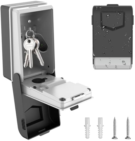Coffre-fort à clés avec code numérique éclairé extérieur, robuste, grande boîte à clés, résistante aux intempéries, avec code pour l'extérieur, la maison, la voiture, le bureau, le garage, l'école