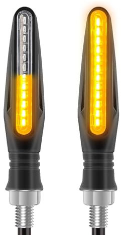 2 Piezas Intermitentes Moto Homologados LED 12V Universales, Luz Señal de Giro Ámbar con 12 LED, Luz Estroboscópica Impermeable para Motocicleta Scooter Bicicleta Coche Indicador Señalización Compacto