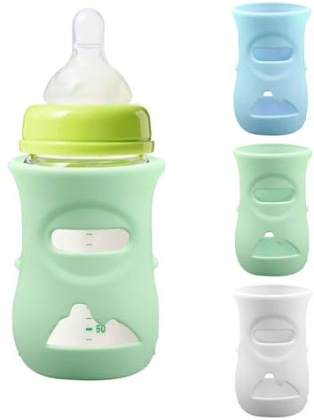 Lot de 3 étuis en silicone,Couvre-biberons en Silicone pour biberon Avent Natural,Porte-Biberon Anti-casse Compatible avec les Nturels en Verre de 8 oz,Sans BPA(240 ml)