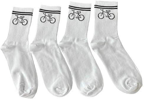 Sikweny 2 Paar Rennrad Socken 36-42 Reine Baumwolle Laufsocken Gesticktes Fahrradmuster Football Socks Elastischer Saum Socken Herren Kein Pilling Kein Verblassen Für Pendeln Radfahren Sport Freizeit