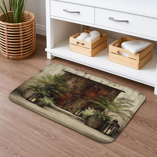 Rustikale Badematte im Vintage-Stil, Landhaus-Stil, dekorativ, rutschfest, saugfähiger Memory-Schaum, waschbar, Teppiche für Badezimmer, Dekoration, 40,6 x 61 cm