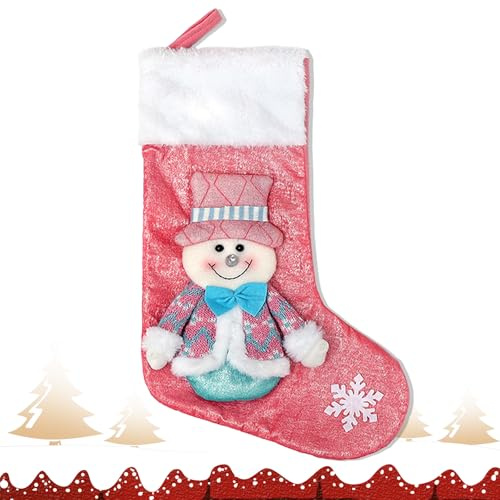 BSITSSS Weihnachtsstrumpf Personalisiert Rosa, Groß Weihnachtsstrümpfe, 43x18cm Weihnachtssocken Dekoration, Nikolausstiefel zum Befüllen und Aufhängen für Feiertags Weihnachtsdekoration