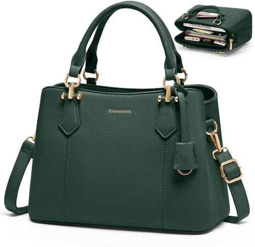 RAINSMORE Handtasche Damen Mittelgroß Umhängetasche Damen PU Leder | Mehrfächer Klein Schultertasche & Henkeltasche Elegante Tote Bag mit Abnehmbarem Gurt für Alltag Reisen Einkauf