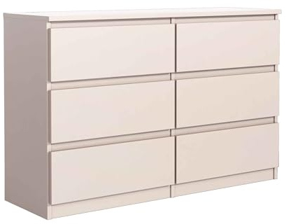 Masseno Kommode NUDO 138,5 cm Sideboard mit 6 Schubladen und Türen für Wohnzimmer Schlafzimmer Modern 138,5x39x78,5 cm Kaschmir/Kaschmir