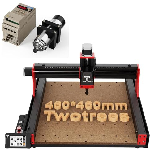 Twotrees TTC450 Pro Ganzmetall CNC Fräsmaschine +1000W CNC-Luftgekühlter Spindelsatz, 3-Achsen Fräsmaschine 24.000 rpm Drehzahl Deutliche Leistungssteigerung, Arbeitsbereich 460 x 460x80 mm