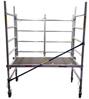 Trade Master Professional Scaffold Tower | 3.2m / 10'6FT Aluminium Tower | 230 KG Load Capacity, Free Built in Leg Height Adjustment, EN1004 Certified, Compact Design, Folding Base Unit