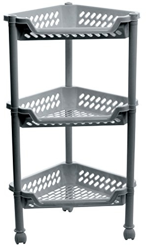 Plast Team Dreieckiger Trolley mit 3 Körben, Silber, Einheitsgröße