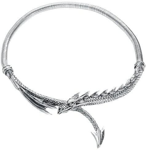 Alchemy Gothic Dragons Lure Damen Halskette Drache Silber Einheitsgröße, Zinn, Kein Edelstein, Einheitsgröße, Hartzinn, Kein Edelstein