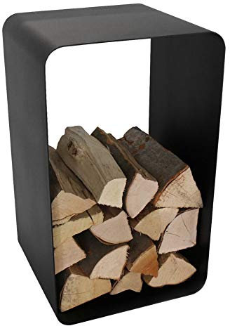 Holzkorb O-Form Stahl schwarz Ständer Höhe 76 cm für Scheitholz Tiefe 40 cm