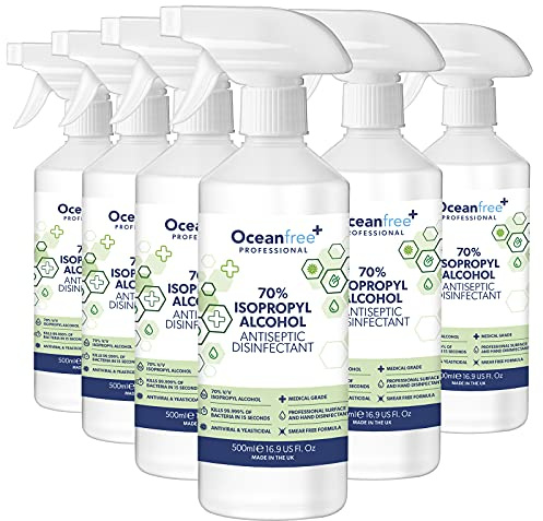 IPA Disinfectant Rubbing Isopropyl Alcohol - 500ml - Kills 99% Bacteria, Germs - Sanitiser Sanitizer (Pack of 6)