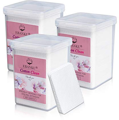 Eyelash Glue Cleaning Cotton,EBANKU Eyelash Extension Glue Wipes Nail Wipes Cotton Pads Non-woven Fabric Wipes for Eyelash Extension Supplies (600PCS)