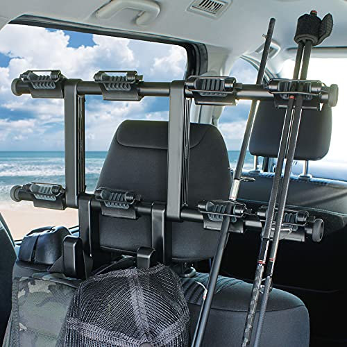 LITTLEMOLE Fahrzeug-Angelrutenhalter mit 8 Rutenhalter mit Sitzhaken, robuste Auto-Angelruten-Halterung, Auto-Kopfstützen-Haken, Aufhängerhalter für Tasche, Geldbörse, Stoff, Lebensmittel, Hut