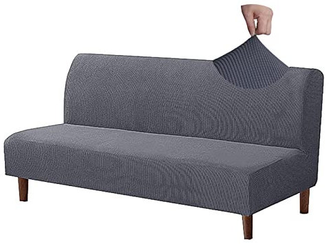 Jaotto Sofabezug Ohne Armlehne 2/3 Sitzer, Sofa Überwürfe Armlose Sofabettüberzug Jacqaurd Stretch Wasserdicht Waschbar, Sofaüberwurf Sofahusse für Clic Clac Klappcouch ohne Armlehnen,Grau