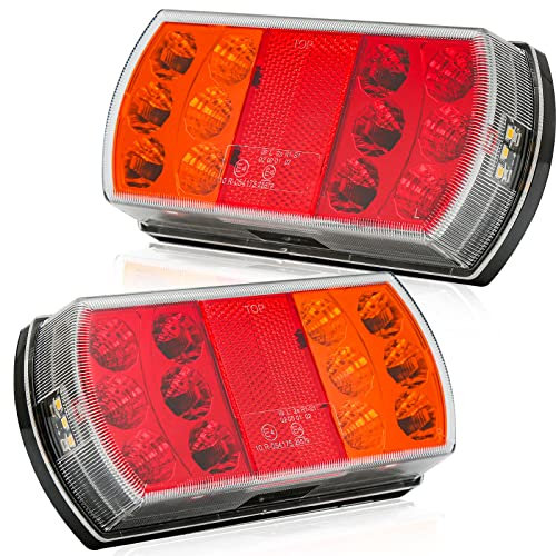 DARKGUARD 2pcs Led Rückleuchten Anhänger 12/24V, 4Funktionen Rücklicht Anhängerbeleuchtung Led, Rücklichter Heckleuchten Anhänger für PKW Wohnwagen IP67 Wasserdicht ECE RoHs Zulassung