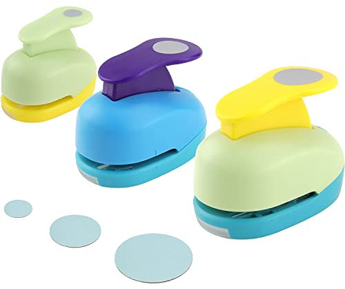 Rayong Stanzer Rund 3 Stück Stanzer Kreis Motivstanzer Rund Motivlocher Papierstanzer Rund Stanzer Set Ausgestanztes Motiv für Basteln, Scrapbooking, Geschenkanhänger(8mm 15mm 25mm) (Rund)