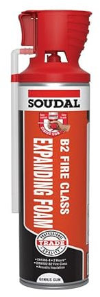 BC Profiles Soudal B2 Fire & Acoustic Expanding Polyurethane Foam Filler Genius Gun, Excellent Primerless, Easy to Dose and Fast Curing Adhesion - High Filling Capacity - 600ml