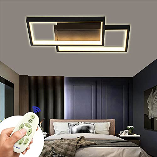 54W LED Deckenleuchte Modern Schwarz Wohnzimmer Quad Deckenlampe Kueche Flur Schlafzimmer 2.4G Fernbedienung Dimmbar