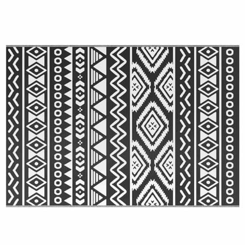 vidaXL Outdoor Teppich Doppellagiges Jacquard-Muster Balkon Terrasse Garten Außenteppich Balkonteppich Gartenteppich Terrassenteppich Schwarz 160x230cm PP