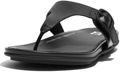 Fitflop Women's Gracie Rubber-buckle Leather Toe-post SandalsFlat Sandal