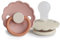 FRIGG Daisy Confezione da 2 ciucci | Ciuccio in silicone | Senza BPA | Prodotto in Danimarca | Tettarella simmetrica a ciliegia | (Biscuit/Cream, Taglia 1 (0-6 Mesi))