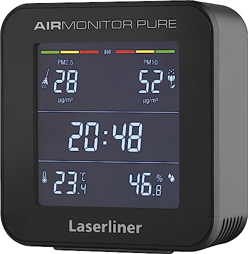 Laserliner AirMonitor Pure Feinstaubmessgerät | Luftqualität Messgerät, Pollen und Allergene, Innenraum Air Monitor mit Alarm, Temperatur und Luftfeuchtigkeit