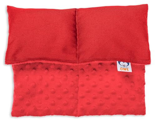 Sensory Owl Gewichtskissen Gewichtetes Schoßkissen Beschwertes Kissen Kinder Erwachsene Sensorisch Stressabbau Autismus ADHD Hilfsmittel Minky Stoff Glasgranulat 30 x 40 cm 4 kg Rot