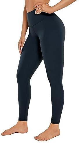 CRZ YOGA Gebürstetes Gefühl Damen Sport Leggings Yogahose High Waist Blickdicht Fitness Leggins Sporthose - 71cm Echte Marine 44