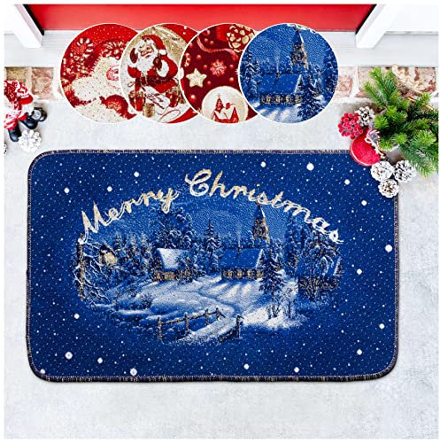 ANRO Weihnachtsteppich Weihnachtsfußmatte Teppich Weihnachten Fußmatte Wohnzimmer, Bad, Küche Weihnachtsdekor Bodenmatte rutschfest Merry Christmas 50x80cm