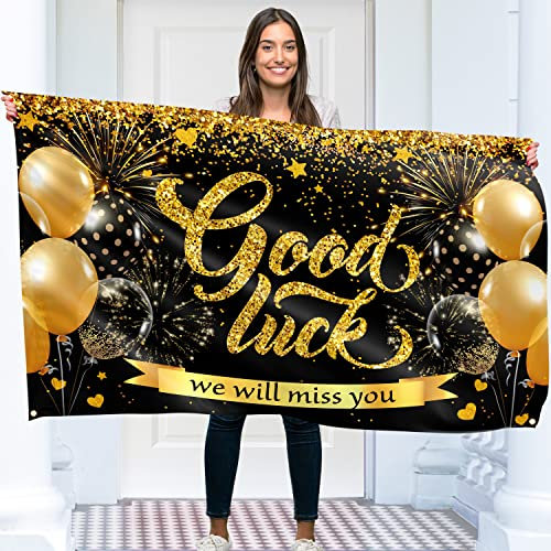 Good Luck Banner (We Will Miss You) – 1,5 m x 0,9 m mit 4 Messinglöchern – lebendiger Digitaldruck – 110 Den dickes Polyester – Doppelnaht